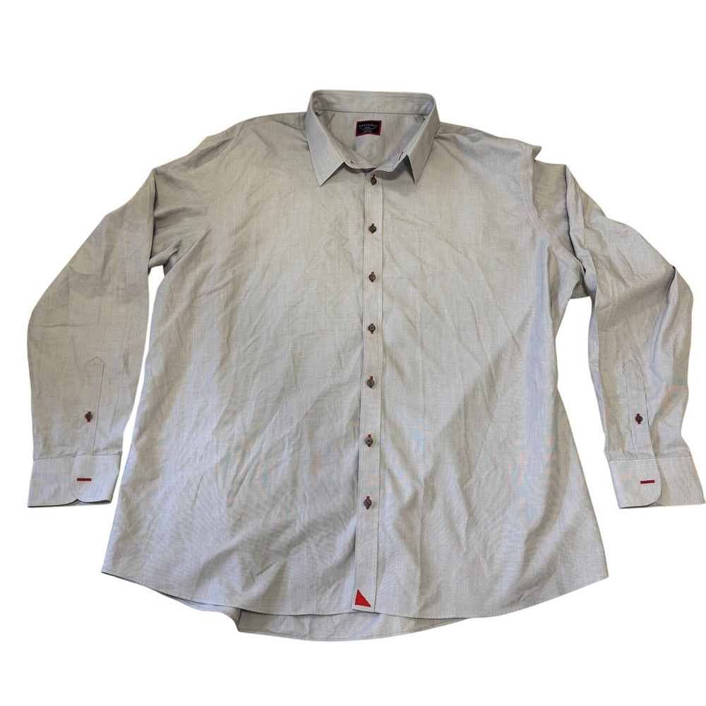 UNTUCKit Rubican WF Grey Button Down Shirt 00117 Mens XXXLC Tall Wrinkle‎ Free